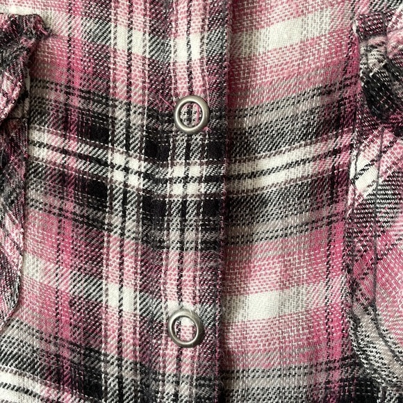 Miley Cyrus Maz Azaria purple plad plaid long sleeve button up collared dress L - Picture 6 of 16